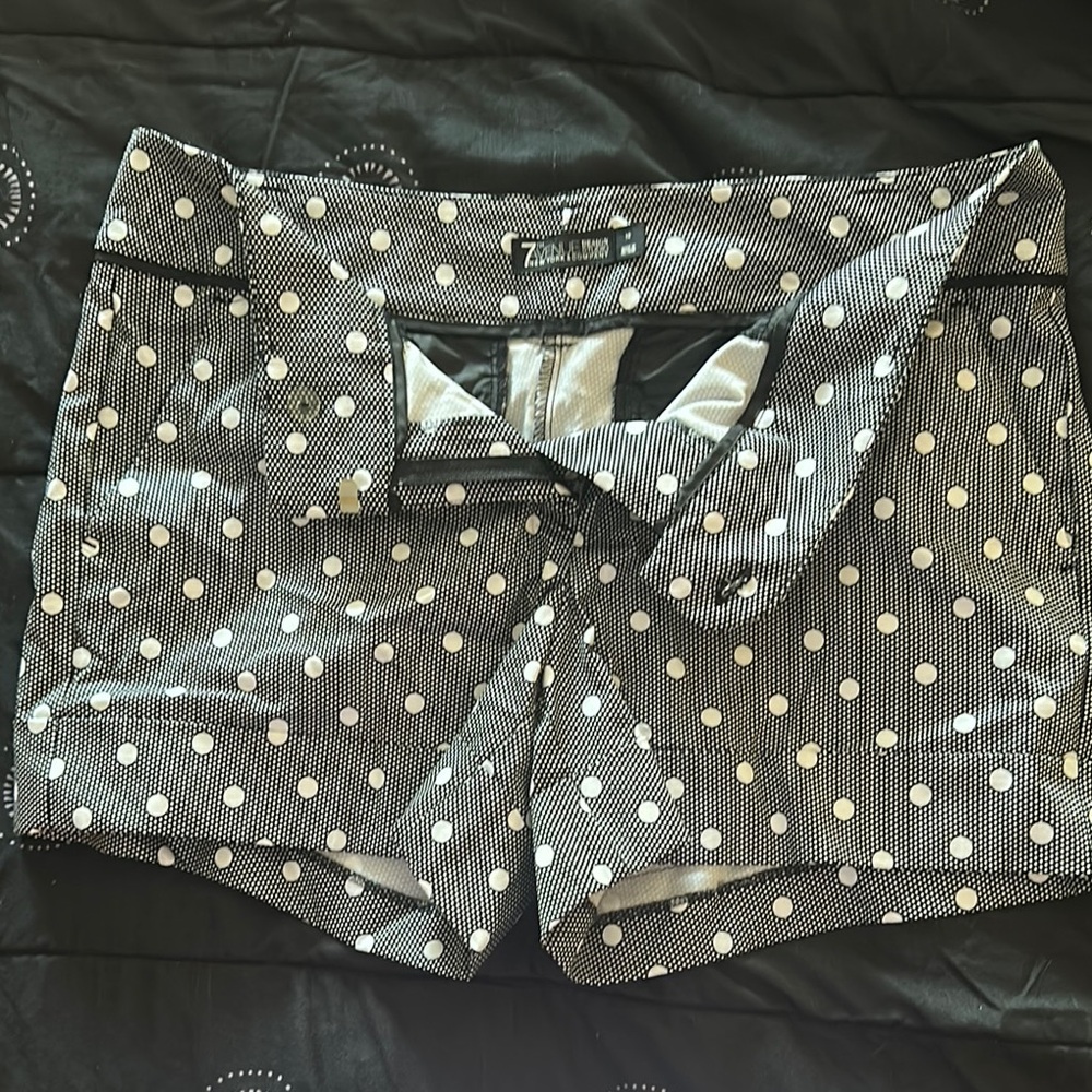 NY & Co. Black and White Bermuda Shorts with Polka Dots